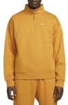 Nike Solo Swoosh Oversize Quarter Zip Sweatshirt In Desert Ochre/ White