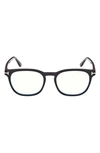 Tom Ford 53mm Square Blue Light Blocking Glasses In Shiny Black