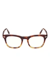 Tom Ford 50mm Square Blue Light Blocking Glasses In Havana/other