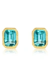 Lafonn Fancy Lab Created Sapphire Stud Earrings In Blue