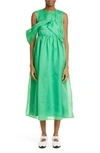 Cecilie Bahnsen Sidney Tundra Asymmetric Silk Organza Dress In Emerald