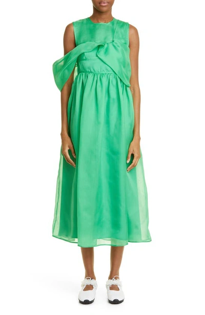 Cecilie Bahnsen Sidney Tundra Asymmetric Silk Organza Dress In Green