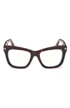 Tom Ford 52mm Square Blue Light Blocking Glasses In Dark Havana