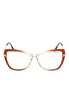 Tom Ford 55mm Butterfly Blue Light Blocking Glasses In Orange/other