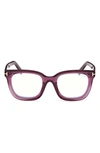 Tom Ford 51mm Square Blue Light Blocking Glasses In Shiny Violet