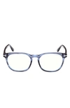 Tom Ford 53mm Square Blue Light Blocking Glasses In Blue/other