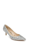 Jewel Badgley Mischka Royalty Kitten Heel Pump In Silver Disco