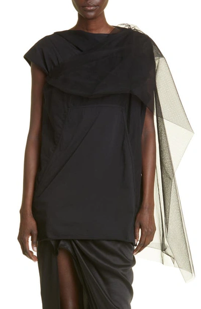 RICK OWENS CAPED TULLE T-SHIRT 