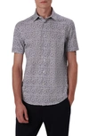 Bugatchi Miles Ooohcotton® Confetti Print Short Sleeve Button-up Shirt In Black