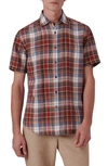 BUGATCHI PLAID SHORT SLEEVE LINEN BUTTON-UP SHIRT