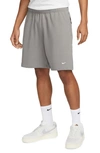 Nike Solo Swoosh French Terry Shorts Flat Pewter In Flat Pewter/ White