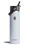 HYDRO FLASK 24-OUNCE WIDE MOUTH WATER BOTTLE WITH STRAW LID