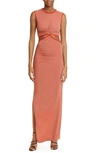 Nensi Dojaka Cutout Stretch-knit Maxi Dress In Autumn Glaze Atmngl