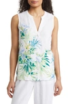 Tommy Bahama Tropical Retreat Sleeveless Linen Blouse In White