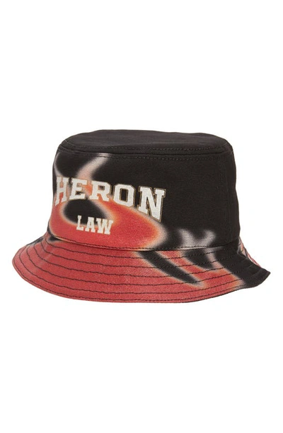 Heron Preston Bucket Hat With Flames Print In Black