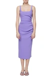 Bec & Bridge Karina Bonded Crepe Midi Dress In Grape