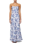 Bec & Bridge Audette Strapless Floral-print Linen Maxi Dress In Porcelain Floral