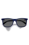 Polaroid 55mm Polarized Rectangular Sunglasses In Blue/ Gray Polar