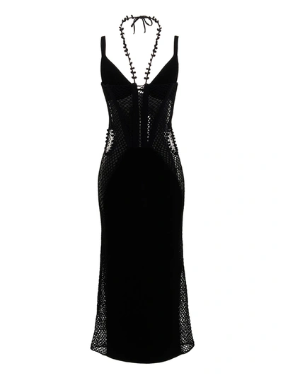 Dion Lee 'asymmetric Crochet' Dress In Black