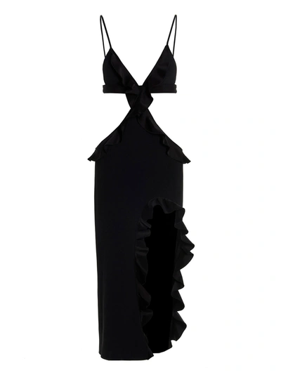 DAVID KOMA 'CROSSBODY & OPEN LEG RUFFLE' DRESS