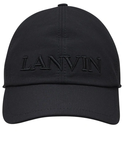 Lanvin Black Nylon Logo Cap In Multi-colored