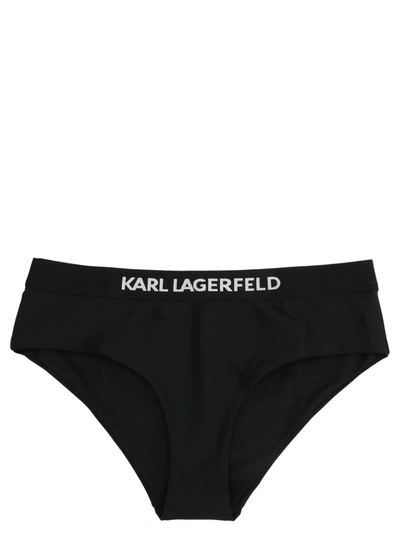 Karl Lagerfeld Karl Logo Hipster Bikini Bottoms In Black