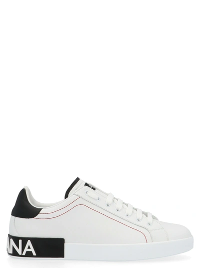 Dolce & Gabbana Portofino Sneakers In Leather In White