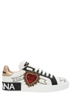 Dolce & Gabbana Calfskin Portofino Sneakers With Embroidery
