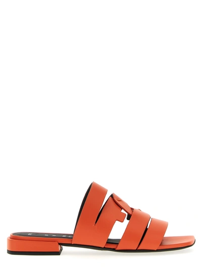 Furla Multi-strap Leather Sandals In Orange