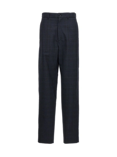 Lemaire Check-pattern Tapered Trousers In Black