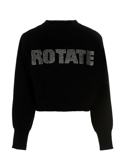 Rotate Birger Christensen Firm Rhinestone Sweatshirt Black