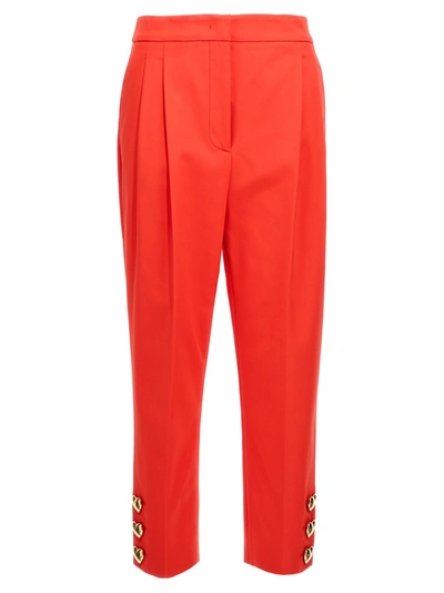 Moschino Heart-button Detail Trousers In Red