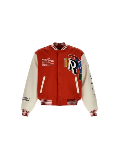 Represent Initial Bomber Jacket In Burnt Red