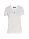 Dolce & Gabbana White T-shirt With Dg Logo On The Front Finished With Rhinestones