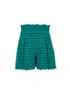 Balmain Green Button-embossed Tweed Shorts