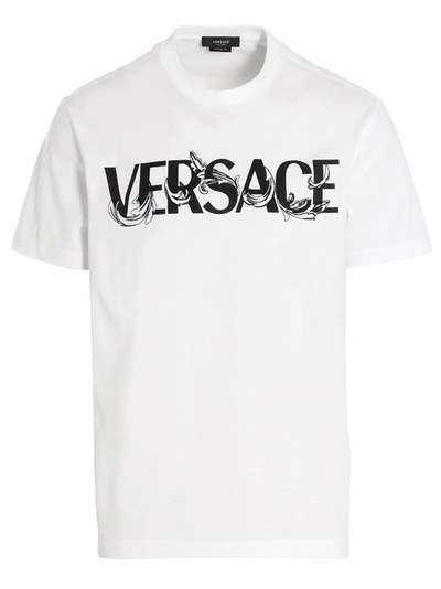 VERSACE LOGO EMBROIDERY T-SHIRT WHITE/BLACK