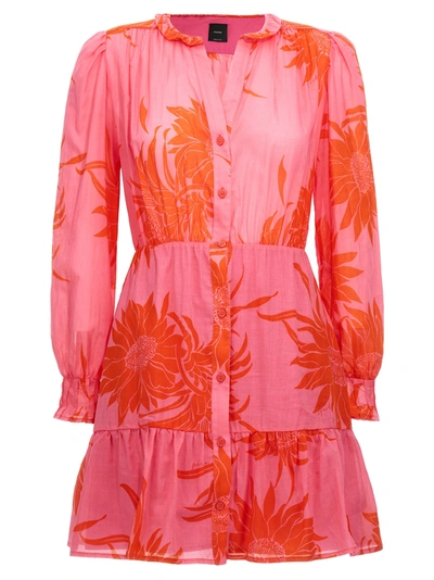 Pinko Macroflower Print Short Dress In Multicolor