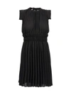 LIU •JO PLEATED GEORGETTE DRESS DRESSES BLACK