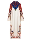 Etro Long Tunic Dress In White Silk With Multicolor Print