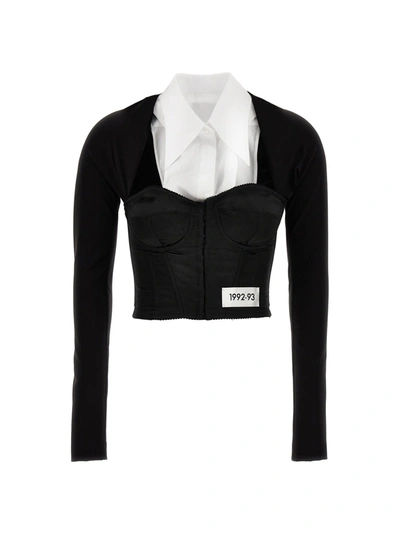 Dolce & Gabbana Black Layered-shirt Corset Top