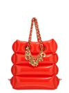 MOSCHINO REMOVABLE LOGO CHARMS SHOPPING BAG TOTE BAG RED