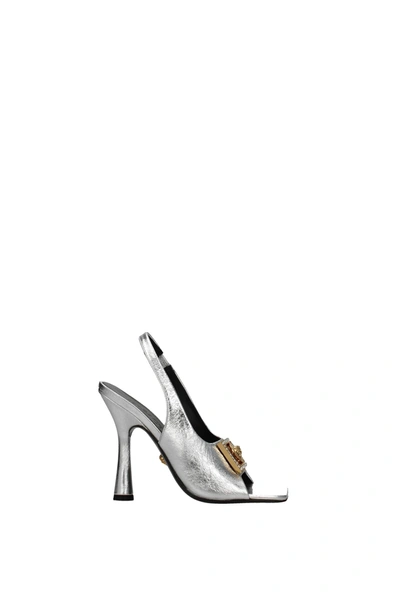 Versace Sandals Leather Silver