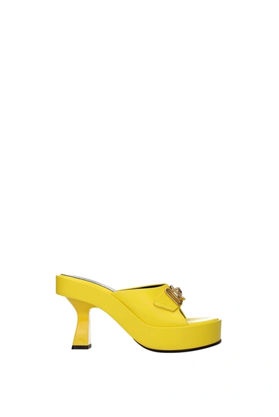 Versace Sandals Leather Yellow Sun