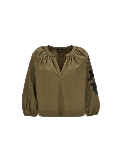 Liu •jo Sequin Embroidery Blouse In Green