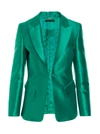 ALBERTA FERRETTI SINGLE BREAST SATIN BLAZER JACKET JACKETS GREEN