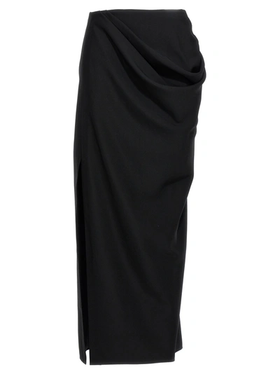 Alexander Mcqueen Slashed Drape Skirt In Black