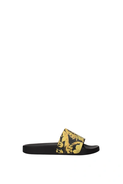 Versace Slippers And Clogs Rubber Black Gold