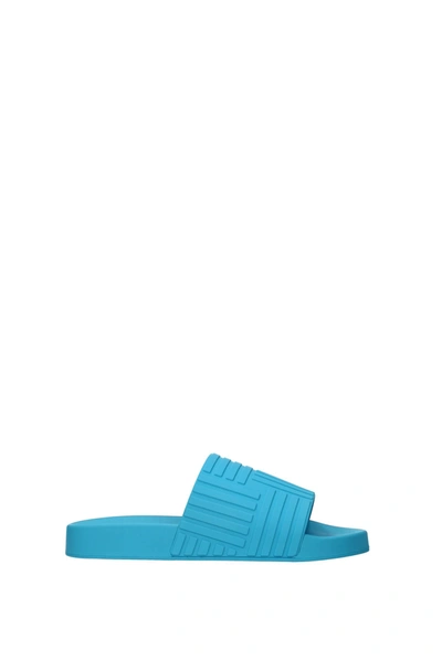 Bottega Veneta Mens Light Blue Rubber Slide Sandals In Blue