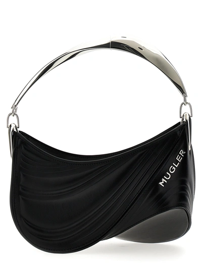 Mugler Small Embossed Spiral Curve 01 Hand Bags Black