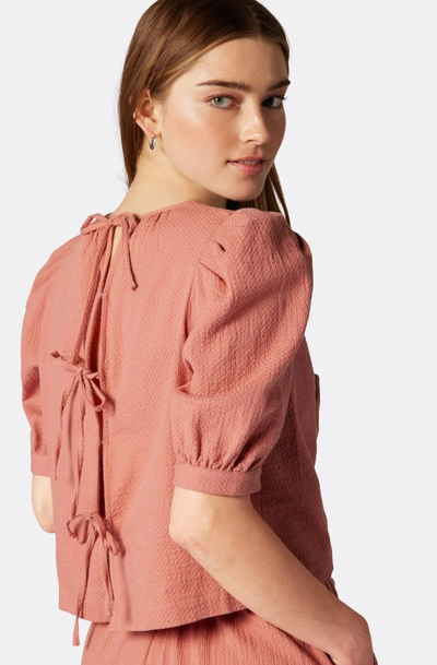 Joie Moira Textured Tie Back Puff Sleeve Top In Pink